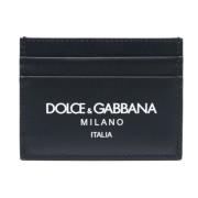 Dolce & Gabbana Midnight Blue Läderkorthållare med Logotyptryck Blue, ...
