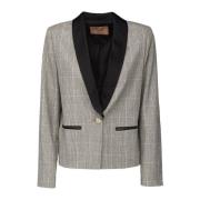 Twinset Prins av Wales Check Blazer Jacka Gray, Dam