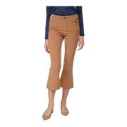 Twinset Beige Corduroy Flare Byxor Knapp Dragkedja Brown, Dam