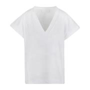 Daniele Fiesoli Bomull V-ringad T-shirt med Logo White, Dam