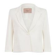 Twinset Vit Blommig Spetsblazer Milano Stil Beige, Dam