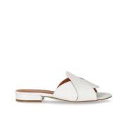 Via Roma 15 Vit Läder Kors Slide Sandal White, Dam