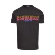 Dsquared2 Svart Bomull T-shirt med Ikoniskt Logotyp Black, Herr