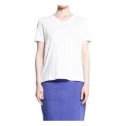 Max Mara V-ringad Jersey T-shirt med broderat logotyp White, Dam