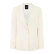 Patrizia Pepe Ivory Oversized Knapp Blazer White, Dam