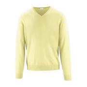 Malo Lyxig V-Neck Wool Cashmere Sweater Yellow, Herr