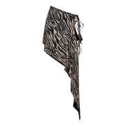The Attico Zebra Print Asymmetrisk Kjol med Slits Black, Dam