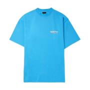 Balenciaga Distressed Logo Print T-Shirt Blue, Herr
