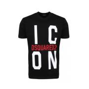 Dsquared2 Bomullstee med Stor Logo Black, Herr