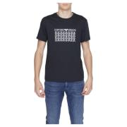 Emporio Armani Svart Bomull T-shirt Vår/Sommar Print Black, Herr