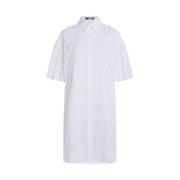 Karl Lagerfeld Vit Bomull Broderad Skjortklänning White, Dam