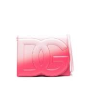 Dolce & Gabbana Logobroderad läder crossbody-väska Pink, Dam