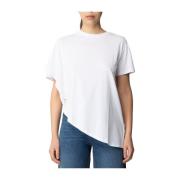 Patrizia Pepe Vit T-shirt med Piercing Detalj White, Dam
