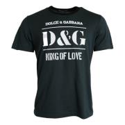 Dolce & Gabbana Blå Grafiskt Tryck Crew Neck T-shirt Blue, Herr