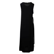 High Svart ärmlös klänning med rund halsringning Black, Dam