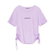 Hinnominate Jersey T-shirt med rynkning och dinglande band Purple, Dam