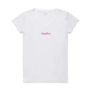 RefrigiWear V-ringad T-shirt med tryckt logotyp White, Dam