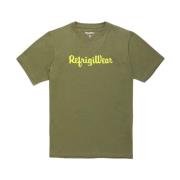 RefrigiWear Bomull T-shirt med Kontrast Logo Green, Herr