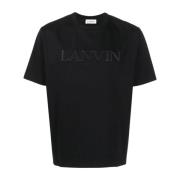 Lanvin Svart Broderad Tee-Shirt Paris Black, Herr
