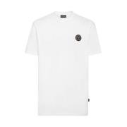 Plein Sport Herr Bomull T-shirt med Plastplakett White, Herr