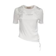 Ermanno Scervino Bomullst-shirt med blommigt broderi White, Dam