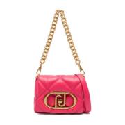 Liu Jo Fuchsia Quiltad Väska med Gyllene Logotyp Pink, Dam