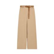 Max Mara Studio Vida Ben Bomull Linne Byxor Beige, Dam