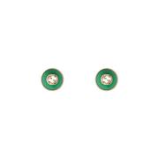 Gucci Ybd786554002 - Interlocking Stud örhängen i rosa guld och grön a...