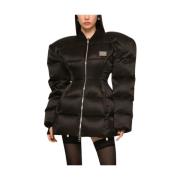 Dolce & Gabbana Quiltad jacka med dragkedja och metallplatta Black, Da...
