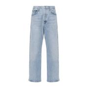Agolde Stonewashed straight-leg jeans med metall-detaljer Blue, Dam