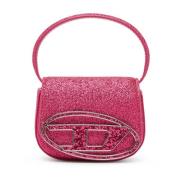 Diesel Glitter Mini Väska med Oval D Plaque Pink, Dam
