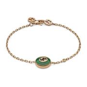 Gucci Interlocking armband i rosa guld, grön agat och diamant Multicol...