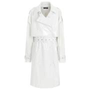 Dolce & Gabbana Vit Patent Trench Coat White, Dam