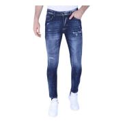 Local Fanatic Rippade Jeans För Män Slim Fit -1100 Blue, Herr