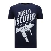 Local Fanatic Pablo Escobar Uzi Print Herr T-shirt Blue, Herr