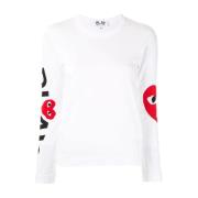 Comme des Garçons Play Vit Grafisk Långärmad T-Shirt White, Dam