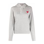 Comme des Garçons Play Grå Hoodie med Hjärta och Logopatch Gray, Dam