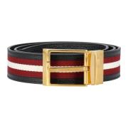 Bally Grained leather and fabric belt Multicolor, Herr
