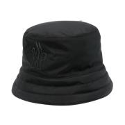 Moncler Svart Textured Finish Logo Detalj Hatt Black, Herr