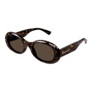 Gucci Stiliga ovala solglasögon Gg1587S 002 Brown, Unisex