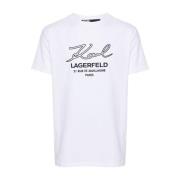 Karl Lagerfeld Logo Appliqué Crew Neck T-shirt White, Herr