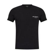 Balmain Svart Stretch Slim Fit Logo T-Shirt Black, Herr