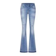 Dondup Flared Destroyed Boot-Cut Jeans Blue, Dam
