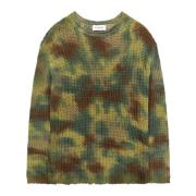 Laneus Tie Dye Camo Print Sweater Green, Herr