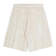 Laneus Multifärgad Jacquard Bomull Bermuda Shorts Beige, Herr