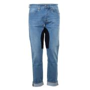 Siviglia Slim-fit Alcantara Patched Denim Jeans Blue, Herr