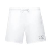 Emporio Armani EA7 Havsshorts med elastisk midja White, Herr