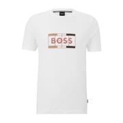Boss Tryckt T-shirt White, Herr