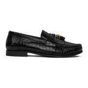 Celine Krokodil Loafers med Tassels och Triomphe Logo Black, Dam