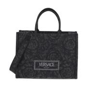 Versace Athena Barocco Canvas Shopper Väska Black, Dam